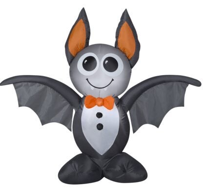 Santas Forest 90845 Inflatable Halloween Bat, 4 ft H, Polyvinyl, Black/Orange, Internal Light/Music: Internal Light Sells in Quantity of 6