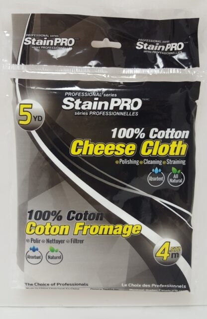 StainPro 606 Cheese Cloth, 5 yd L, 36 in W, Cotton, 1-Ply