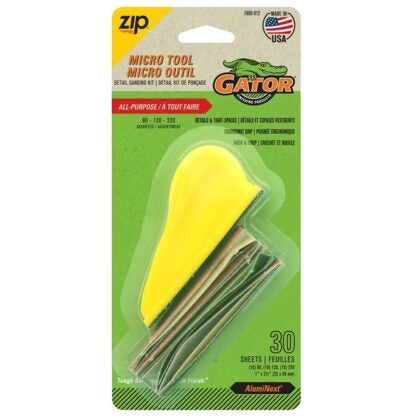 Gator 7800012 Sanding Tool Kit, 3-1/2 in L, 1 in W, 80, 120, 220 Grit, Aluminum Oxide Abrasive