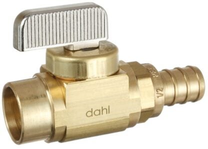 Dahl mini-ball 521-13-PX3 Straight In-Line Stop and Isolation Valve, 1/2 in Connection, Female Solder x PEX Crimpex