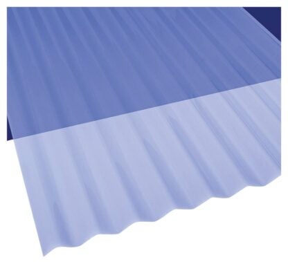 Sun N Rain 106631 Corrugated Roofing Panel, 8 ft L, 26 in W, PVC, Clear Blue Sells in Quantity of 10