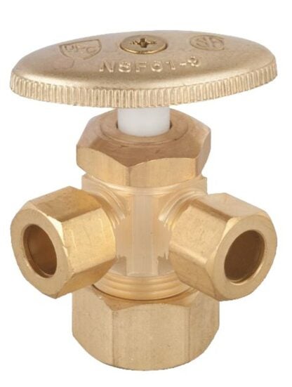 Moen M-Line Series M4726 Shut-Off Valve, 3/8 x 3/8 x 5/8 in Connection, Compression, Brass Body