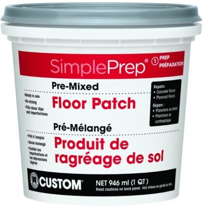 Custom CFPQT Pre-Mixed Floor Patch, Gray, 1 qt Pail Sells in Quantity of 6