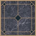 ProSource CL2002 Vinyl Self-Adhesive Floor Tile, 12 in L Tile, 12 in W Tile, Square Edge, Blue/Gold