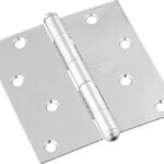 National Hardware N830-276 Square Corner Door Hinge, Stainless Steel, Zinc, Non-Rising, Removable Pin, 55 lb