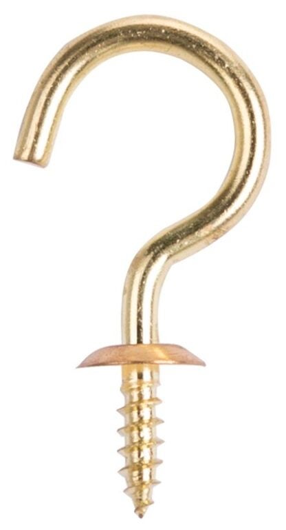 ProSource LR393 Cup Hook, 1/2 in Opening, 5.2 mm Thread, 2-1/8 in L, Brass, Brass Sells in Quantity of 20