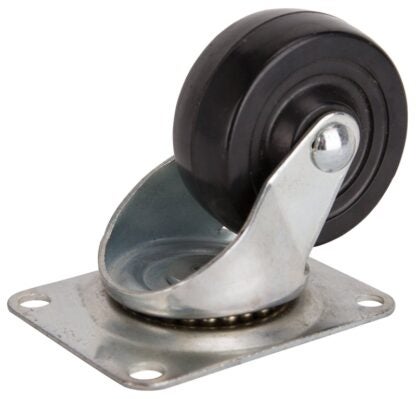 ProSource JC-H07 Swivel Caster, 3 in Dia Wheel, 1.23 in W Wheel, Rubber Wheel, Black, 210 lb, Steel Housing Material