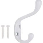 ProSource H6721007W-PS Coat and Hat Hook, 22 lb, 2-Hook, 1-1/64 in Opening, Zinc