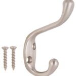 ProSource H6271007SN-PS Coat and Hat Hook, 22 lb, 2-Hook, 1-1/64 in Opening, Zinc, Satin Nickel