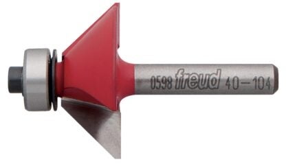 Freud 40-104 Chamfer Router Bit, 1-11/32 in Dia Cutter, 1/2 in L Cutting, 2-3/16 in OAL, 1/4 in Dia Shank, Carbide