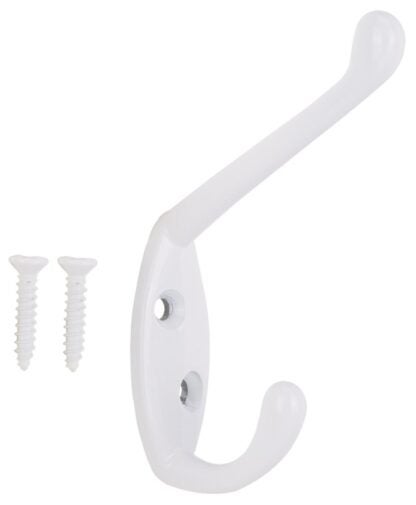 ProSource H6172168W-BC3L-PS Coat and Hat Hook, 22 lb, 2-Hook, 1-1/64 in Opening, Zinc