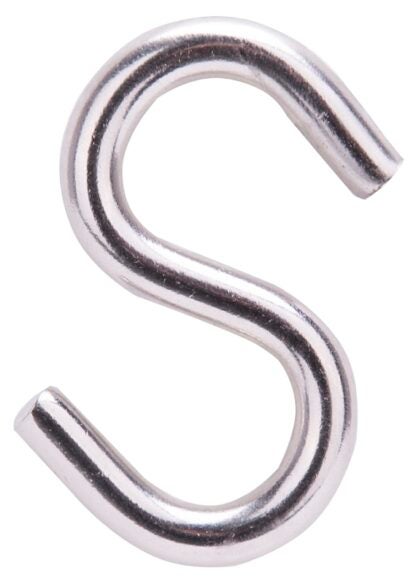 ProSource LR379 S-Hook, 289 lb Working Load, 19/64 in Dia Wire, Stainless Steel, Stainless Steel Sells in Quantity of 10