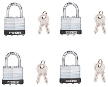 ProSource HD-3DX4-3L Padlock Set, Standard Shackle, 1/4 in Dia Shackle, 1-1/4 in H Shackle, Steel Shackle, Steel Body