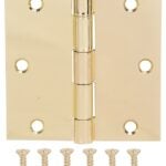 ProSource 20338BBX Square Corner Door Hinge, Steel, Polished Brass, Loose Pin, 180 deg Range of Motion