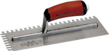 Marshalltown 716SD Trowel, 11 in L, 4-1/2 in W, U Notch, Curved Handle