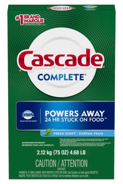 Cascade 33836 Dishwasher Detergent, 75 oz, Powder, Scented, White