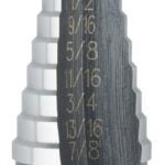 IRWIN Unibit 10234 Step Drill Bit, 3/16 to 7/8 in Dia, 1-Flute, 3/8 in Dia Shank, Hex Shank