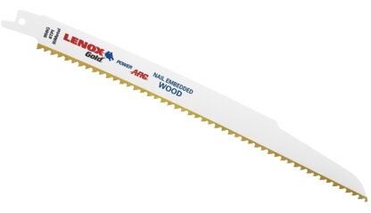 Lenox Gold 21062956GR Reciprocating Saw Blade, 3/4 in W, 9 in L, 6 TPI, Bi-Metal Cutting Edge