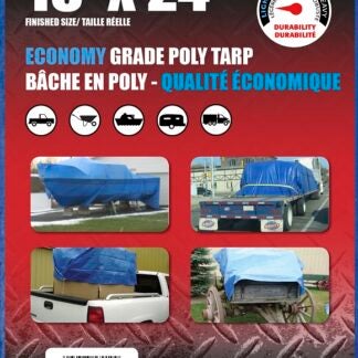 Erickson 57010 All-Purpose Tarp, 24 ft L, 18 ft W, 4 mm Thick, Polyethylene, Blue