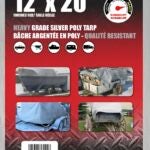 Erickson 57024 Heavy-Grade Tarp, 20 ft L, 12 ft W, Poly, Silver