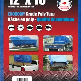 Erickson 57007 All-Purpose Tarp, 16 ft L, 12 ft W, Polyethylene, Blue