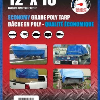 Erickson 57008 All-Purpose Tarp, 18 ft L, 12 ft W, Polyethylene, Blue