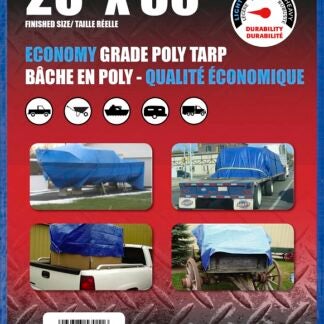 Erickson 57011 All-Purpose Tarp, 30 ft L, 20 ft W, 4 mm Thick, Polyethylene, Blue