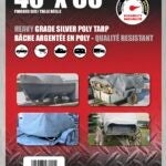 Erickson 57029 Heavy-Grade Tarp, 60 ft L, 40 ft W, Poly, Silver