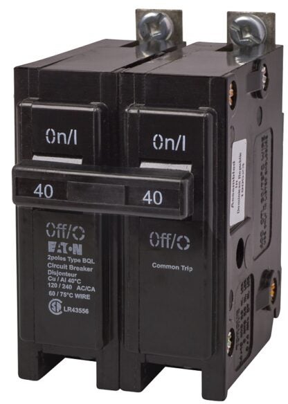 Eaton BQL240 Replacement Classic Circuit Breaker, Type BQL, 40 A, 2-Pole, 120/240 VAC