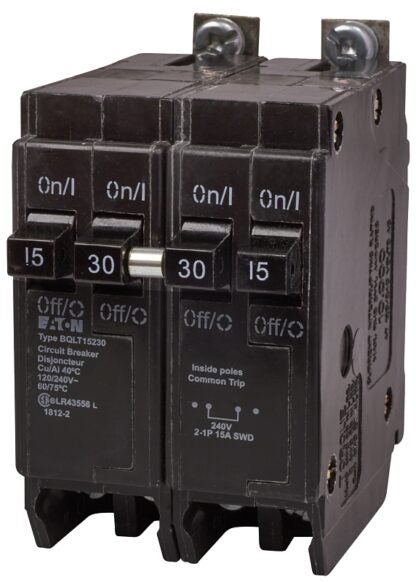 Eaton BQLT15230 Replacement Classic Circuit Breaker, Quad Type BQL, 15 to 30 A, 4-Pole, 120/240 VAC, Independent Trip