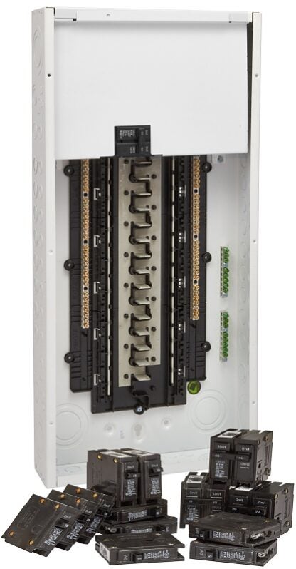 Eaton CBRPM130RETVA Load Center, 100 A, 30-Space, 60-Circuit, Combination, Plug-In Main Breaker, Type BR, White