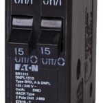 Eaton DNPL1515 Circuit Breaker, Duplex, Type DNPL, 15 A, 2-Pole, 120 VAC, Long Time, Instantaneous, Independent Trip