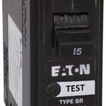 Eaton BRP115GFC Circuit Breaker, GFCI, Type BR, 15 A, 1-Pole, 120 VAC, Center, Long Time, Instantaneous Trip