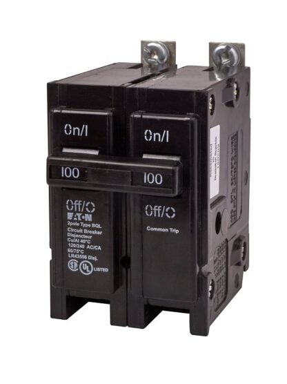 Eaton BQL2100 Circuit Breaker, Classic, Replacement, Type BQL, 100 A, 2-Pole, 120/240 VAC