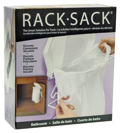 Polyethics Rack Sack 50120 Waste Basket, Clear/White