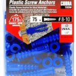 Cobra Anchors 193M Screw Anchor, 1-1/4 in L, Plastic, 175 lb