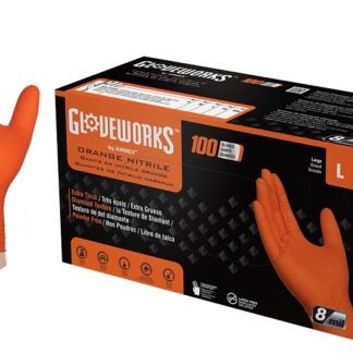 GLOVE NITRILE HD ORANGE 8MIL L