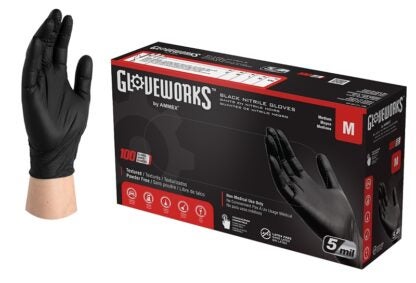 GLOVE NITRILE TXRD BLK 5MIL M