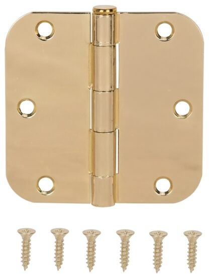 ProSource BH-102PB-PS Door Hinge, Steel, Bright Brass, Loose Pin, 180 deg Range of Motion, Screw Mounting