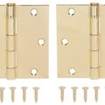 ProSource BH-202PB-PS Square Corner Door Hinge, Steel, Brass, Loose Pin, 180 deg Range of Motion, Screw Mount Mounting