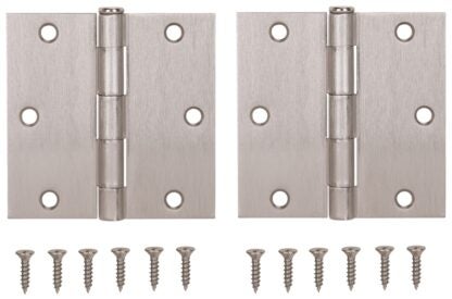 ProSource BH-202SN-PS Square Corner Door Hinge, Steel, Satin Nickel, Loose Pin, 180 deg Range of Motion