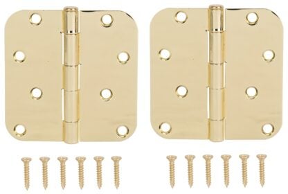 ProSource BH-402PB-PS Door Hinge, Steel, Bright Brass, Loose Pin, 180 deg Range of Motion, Screw Mounting