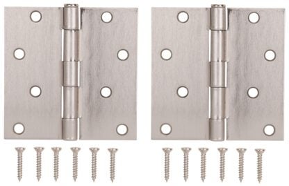 ProSource BH-502SN-PS Square Corner Door Hinge, Steel, Satin Nickel, Loose Pin, 180 deg Range of Motion