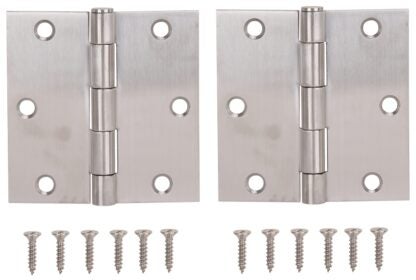 ProSource 20338SS-35S-DB-PS Square Corner Door Hinge, Steel, Brushed, Loose Pin, 180 deg Range of Motion