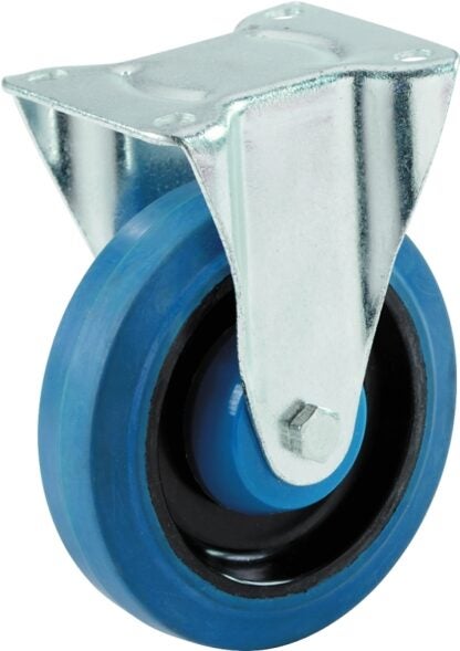 Shepherd Hardware 9261 Rigid Wheel Caster, 4 in Dia Wheel, 265 lb Load, Rubber, Blue