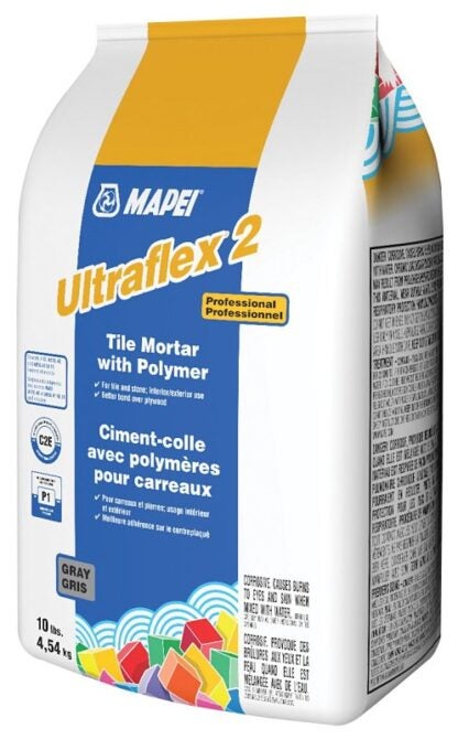 Mapei Ultraflex 2 Series 60053 Tile Mortar, Gray, Powder, 10 lb, Bag Sells in Quantity of 2