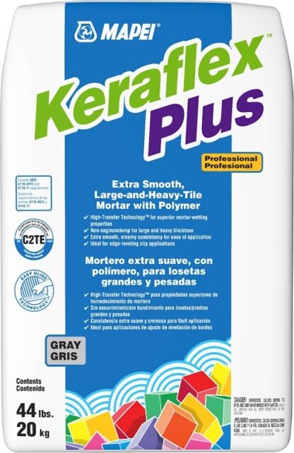 Mapei Keraflex Plus Series 1194720 Tile Mortar, Gray, Powder, 44 lb, Bag