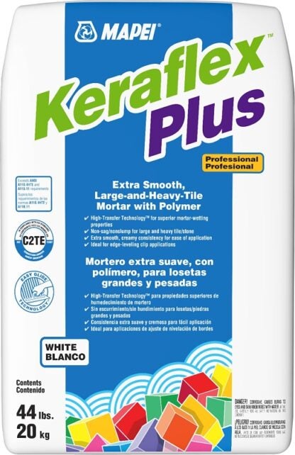 Mapei Keraflex Plus Series 1194820 Tile Mortar, White, Powder, 44 lb, Bag