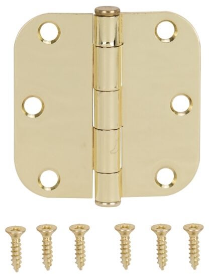 ProSource LR-701-PS Door Hinge, Steel, Polished Brass, Loose Pin, 180 deg Range of Motion, Screw Mounting