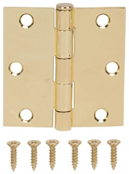 ProSource LR-705-PS Square Corner Door Hinge, Steel, Polished Brass, Loose Pin, 180 deg Range of Motion